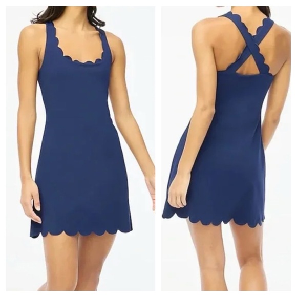 J. Crew Dresses & Skirts - J. Crew Navy Blue Scalloped Scalloped Active Athletic Mini Dress